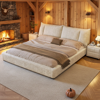 Nouveau lit en tissu rembourré multifonctionnel de style crème avec un design moderne et simple de 1,8 m et 1,5 m