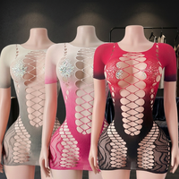 W.E. Tenue de danse exotique en résille tie-dye pour femme, en Spandex/Nylon, pour spectacle sur scène, en stock
