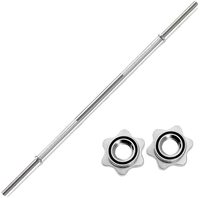 Barre de musculation droite chromée de 1,5 m/59 pouces avec colliers étoile – Meilleure vente