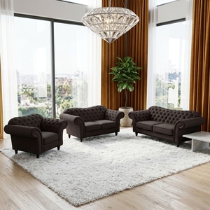 Juego de Sofás de Terciopelo Ecológico Hecho a Mano, Diseño Europeo Moderno, Duradero y Cómodo, Respaldo Acolchado, Brazos Acolchados, para Sala de Estar - Product Image 5
