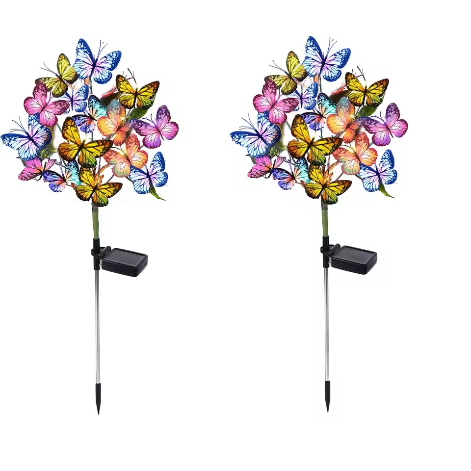 Butterfly Solar Garden Light with Auto On/Off - Decorative IP65 Waterproof Outdoor Lighting for Pathway, Yard