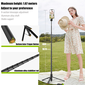 Bâton de selfie magnétique extensible de 65 pouces pour MagSafe <span class=keywords><strong>iPhone</strong></span> Support en aluminium rotatif à 360 ° avec télécommande sans fil - Product Image 3