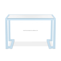 Bureau d'ordinateur en verre transparent moderne bleu rectangulaire bureau poste de travail table acrylique minimaliste pour usage commercial domestique