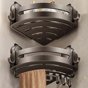 Étagère d'angle triangulaire personnalisable à fixation murale pour salle de bain, simple niveau, durable - Product Image 4