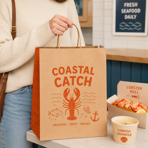 Bolsa de Papel Kraft Marrón con Logotipo Personalizado, Embalaje Ecológico para Llevar, Bolsas de Regalo para Restaurantes de Mariscos, Entrega de Comida Rápida - Product Image 1