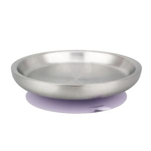 Placas abiertas de doble pared de acero inoxidable para bebés con succión, placas de acero inoxidable para niños pequeños - Product Image 1