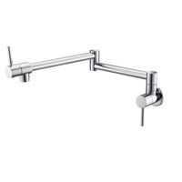 Offres Spéciales mitigeur en laiton robinet de cuisine noir bras oscillant pliant support mural avec 2 trous Double Joint pour salle de bain