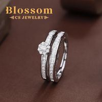 Blossom CS bijoux en gros 925 en argent Sterling de haute qualité de luxe ensemble de bagues Fine proposition zircone Double bague pour les femmes