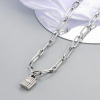 Collar con Colgante de Cadena con Cierre de Corazón, Acero Inoxidable, Joyería para Mujer, Moda Unisex, uno De 50, Precio al por Mayor