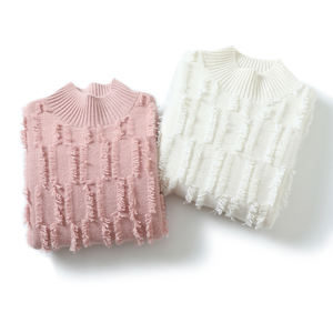 Maglione <span class=keywords><strong>con</strong></span> nappine <span class=keywords><strong>con</strong></span> scollo a V da donna all'ingrosso Pullover in morbido cotone <span class=keywords><strong>con</strong></span> <span class=keywords><strong>frange</strong></span> in <span class=keywords><strong>maglia</strong></span> tinta unita alla moda stile pigro - Product Image 5