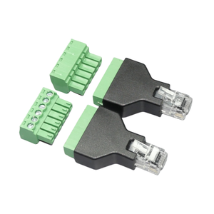 Adaptateur réseau RJ45 vers bornes vertes 2P 4P 8P avec bloc de terminaison RJ45 à tête cristalline - Product Image 1