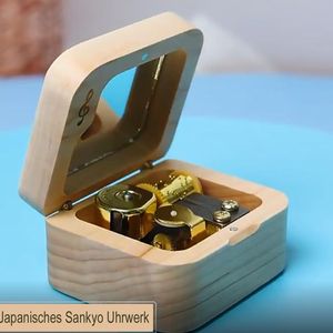 Wooden <b>Music</b> <b>Box</b> Heart Shaped Square Black Walnut Gift For Friends Custom Logo - Product Image 2