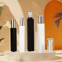 Flacons de parfum roll-on en verre dépoli coloré 10 ml, vides, avec bille roulante en acier inoxydable et bouchons en plastique pour huiles essentielles
