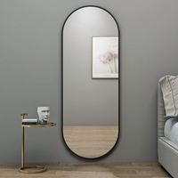 Miroir sur pied pleine grandeur avec cadre argenté, tendance pour la décoration intérieure, mobilier de salon personnalisé, miroir décoratif mural moderne pour dressing