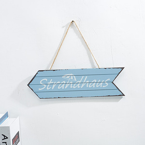 Panneau mural en bois de style méditerranéen avec flèche bleue, décoration intérieure, panneau directionnel, thème plage et bar, en MDF - Product Image 4