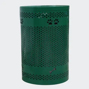 municipal big round pet metal garbage bin outdoor garden park public dust bin perforated steel trash bin can waste container