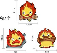 AiLi Cartoon Enamel Pin Fire Demon Enamel Pins Moving Castle Anime Brooch Lapel Pin Badge for Bag Hat Clothing Accessories