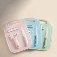 Ensemble de 3 couteaux de cuisine ambidextres en céramique faits à la main avec manches en céramique durables, option logo personnalisé, pour fruits, melon, éplucheur et hachoir