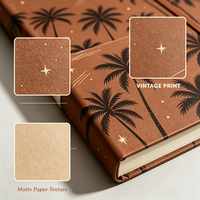 Carnet de notes personnalisé 2027 avec motif cocotier, journal vintage à couverture rigide avec bande élastique