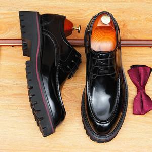 Chaussures pour hommes de style coréen, polyvalentes, décontractées, légères, à semelle épaisse, rehaussantes, en cuir véritable - Product Image 3