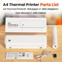 Imprimante thermique portable A4 sans encre pour cartes, 600x600 dpi, en plastique durable, pour bureau mobile, voyages d'affaires et usage étudiant