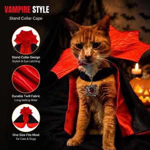 Halloween Haustier-Vampir-Umhang mit Stehkragen Katzen- und Hundenumhang Magisches Hexenkostüm Partykleid aus Twill - Product Image 2