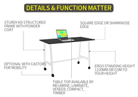 Table de collaboration de bureau réglable en hauteur avec pieds en métal en forme de A, table de bar moderne pour les espaces de réflexion et de réunion