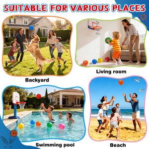 JUNYE Ballon de basket <span class=keywords><strong>gonflable</strong></span> souple en PVC personnalisé avec logo imprimé en couleur, 8 cm, pour enfants et tout-petits, utilisation en extérieur, sur la plage, à la piscine ou en intérieur - Product Image 5
