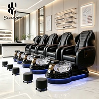 Fauteuil de pédicure électrique haut de gamme pour salon de manucure, conception sans tuyauterie, dossier réglable, fauteuil de massage des pieds en fibre de verre pour spa