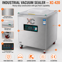 Machine de mise sous vide à grande chambre de pompage Xicang XC-420 420 mm, double transformateur, en acier inoxydable de qualité alimentaire pour l'emballage de la viande