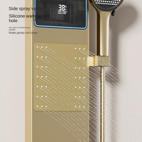 Panneau de douche personnalisé en laiton massif 59 avec tête de pulvérisation à main, contrôle thermostatique et design goutte de pluie circulaire pour projets résidentiels
