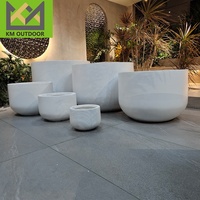 Jardinières Modernes Rondes en Ciment pour l'Extérieur et l'Intérieur – Grandes Pots de Fleurs pour Jardins et Cours