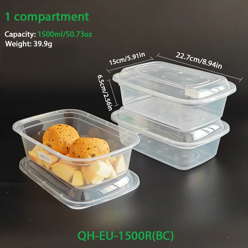 2 vano 34OZ 1000ml usa e getta Bento Lunch Box rettangolo Go contenitori per alimenti in plastica contenitore per la preparazione dei pasti