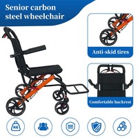 Fauteuil roulant manuel portable pour l'allée d'un avion, en acier au carbone ultraléger, pour le transport et le transfert