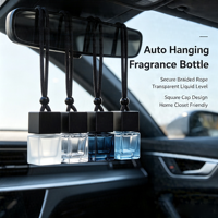Vente en gros de flacons en verre vides de 8 ml pour diffuseur de voiture suspendu, pour l'emballage d'huiles essentielles, avec bouchon à vis en bois, flacon de parfum