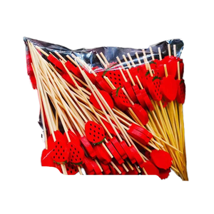 Brochetas Desechables de Bambú, Tenedores para Fruta, Brochetas para Cócteles, Creativas y Coloridas en Rojo/Amarillo, Palillos para Pastel, Provincia de Fujian, para Navidad/KTV - Product Image 1