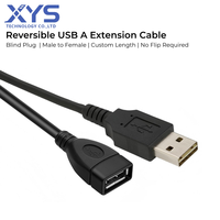 Cable de Extensión USB a Macho a USB a Hembra Reversible, Cable de Datos USB 2.0 con Conector de Doble Cara