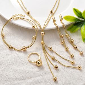 Bijoux fantaisie plaqués or 14 carats avec zircon, ensembles de bijoux de mariée avec des glands et des boules pour femmes, fiançailles, fête, mariage - Product Image 3