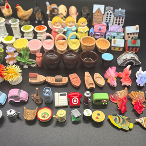 Terrario de juguete para jardín, casa de muñecas, pantalla, coche en miniatura, pez, barco, planta, puente, casa, pollo, granja, Animal, cesta, jarrón, TV, <span class=keywords><strong>teléfono</strong></span> - Product Image 4