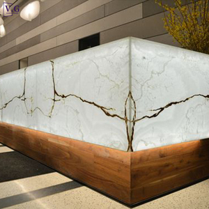Mostrador de Recepción Moderno Personalizado con Luz LED para Hotel, Centro Comercial u Hospital, con Mármol Corian, Diseño de 5 Estrellas - Product Image 3