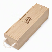 Custom Logo Premium Single Bottle Wood Box Whiskey Natural Pine Timber Slide Top Storage Case for Professional Gifting Box