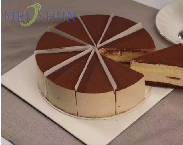 Automatic Ultrasonic Round Cake Cutter with Paper Portioning Nuts-Based Food Machine for Restaurants Factory Use.