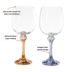 经典彩色茎无铅水晶酒杯2pcs蓝色和琥珀色茎套装，适用于情侣礼物或生日礼物 - Product Image 4