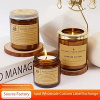 Bougies parfumées de luxe faites à la main en gros, petit pot marron, cire de soja, aromathérapie, pour chambre à coucher, aide au sommeil, Fête des Pères, Nouvel An