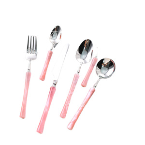 Ensemble de couverts en acier inoxydable 304 brillant avec manche en acrylique, design taille fine, couteau, fourchette et cuillère pour cuisine occidentale et hôtels - Product Image 5