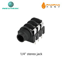 Neutrik NMJ6HHD2 Prises stéréo 1/4 ''pour commutation Neutrik, avec nez demi-fileté et broches droites pour PCB