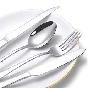 Juego de Cubiertos de <span class=keywords><strong>Acero</strong></span> Inoxidable de 20 Piezas para 4 Personas, Cubertería Plateada Moderna con Mango en Forma de Lágrima para Restaurante - Product Image 6