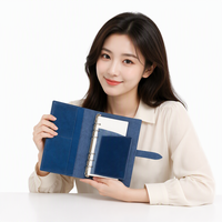 Agenda de Cuero A6 con Tapa Dura, Organizador, Funda para Pasaporte, Estuche para Bolígrafo, Diario de Viaje, Cuaderno Azul CHOU Shanghai
