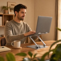 Support portable pour ordinateur portable en acier rotatif à 360 degrés, réglable multi-angles, pliable, support pour tablette, support pour ordinateur portable