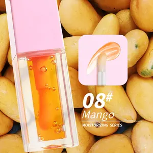 Holesale-aceite de labios de mango amarillo y naranja, aroma dulce vegano, Etiqueta Privada